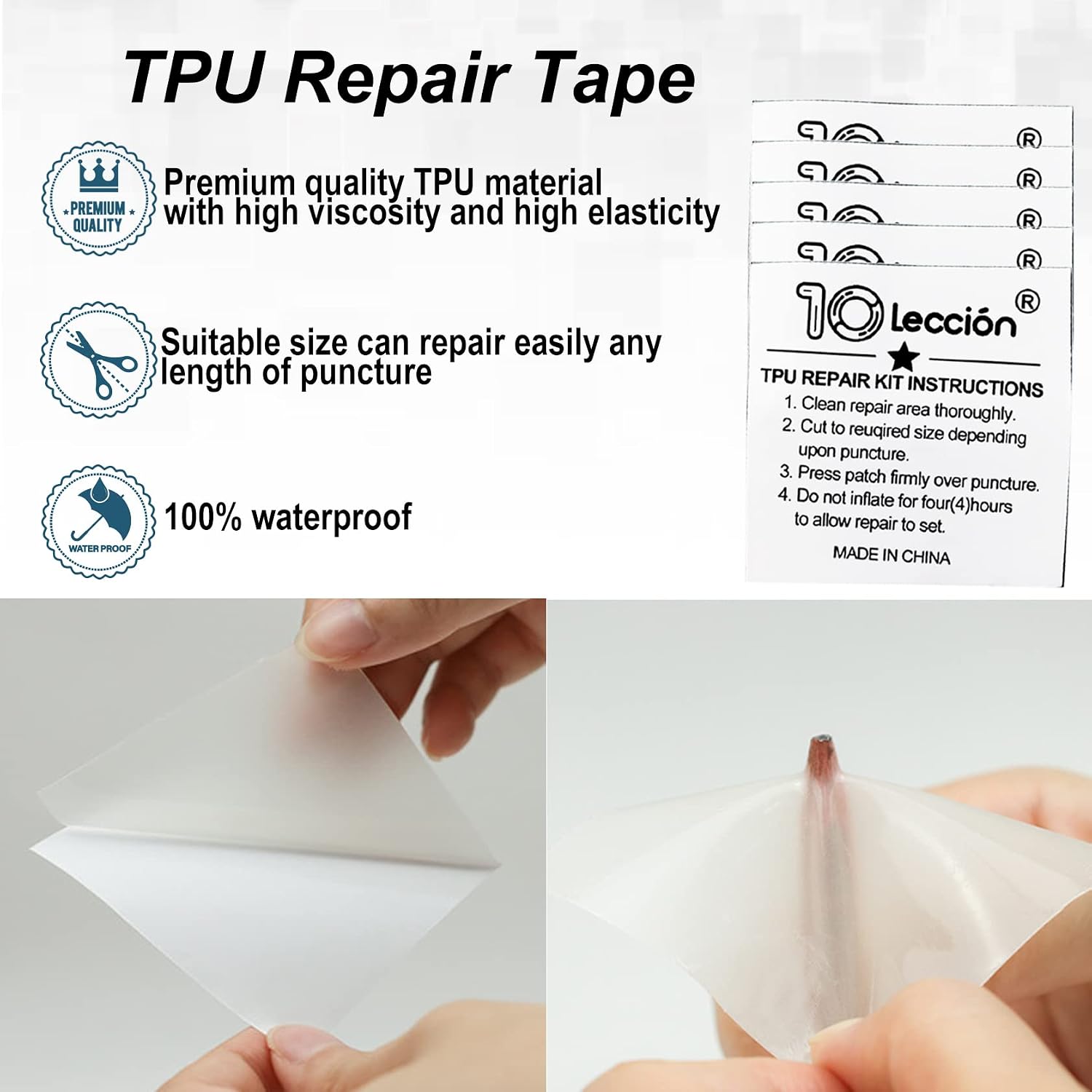TPU Pool Patch Repair Kit for Air Mattress, Swimming Pool, Bounce House, Tent, Canvas, Canopy, Pool Floats, Tubes Air Bed and Inflatable Toys