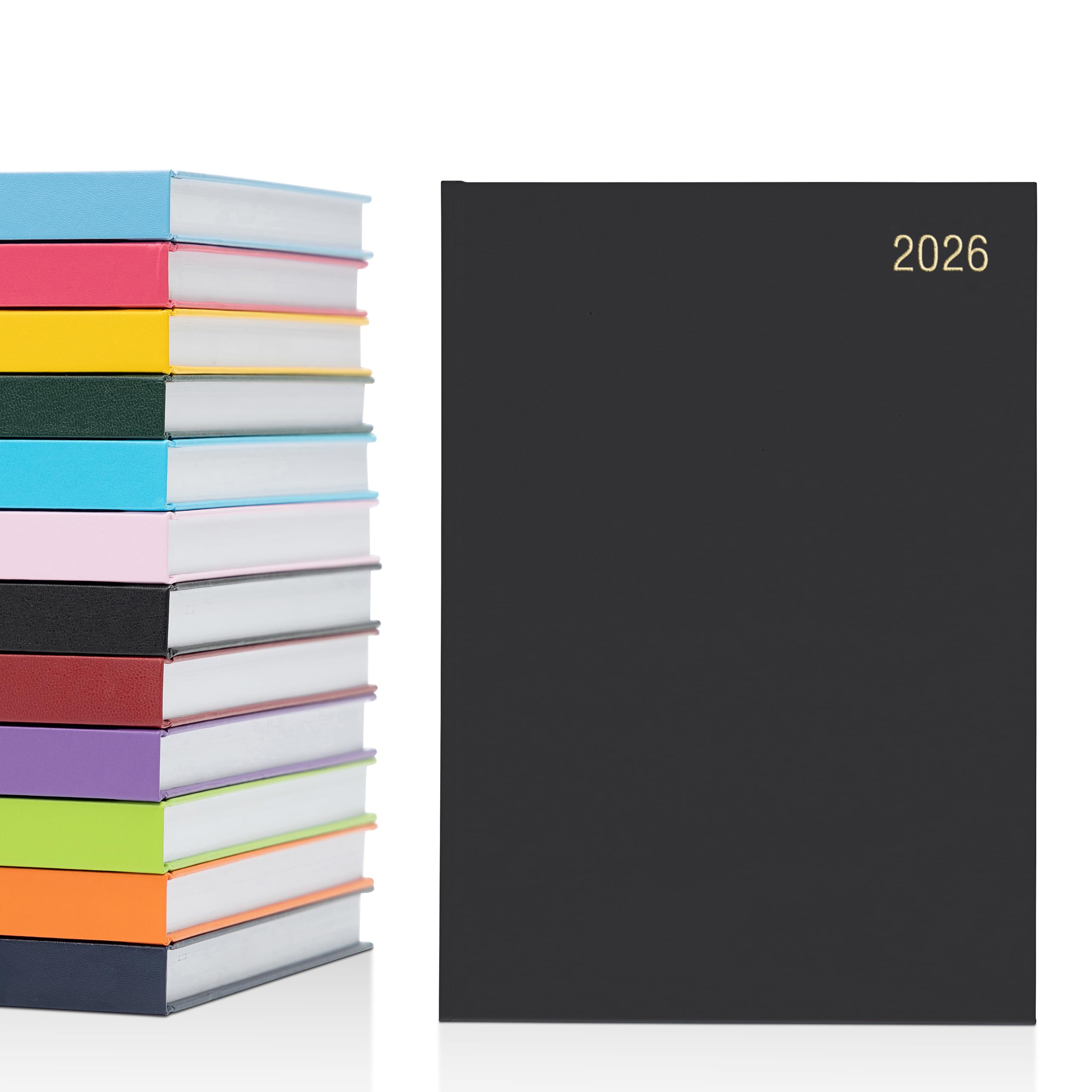 evelay 2026 Diary A4 A5 Day to Page Hardback Full Year Planner Organiser Journal (A5 Page a Day, Black)