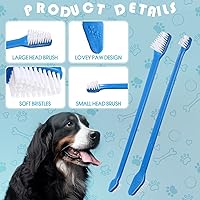 Vista 3 de Gerrii Cepillo de dientes para perros, 200 unidades, cepillo de dientes de doble cabeza, mango largo, kit de cepillado de dientes de perro, cerdas