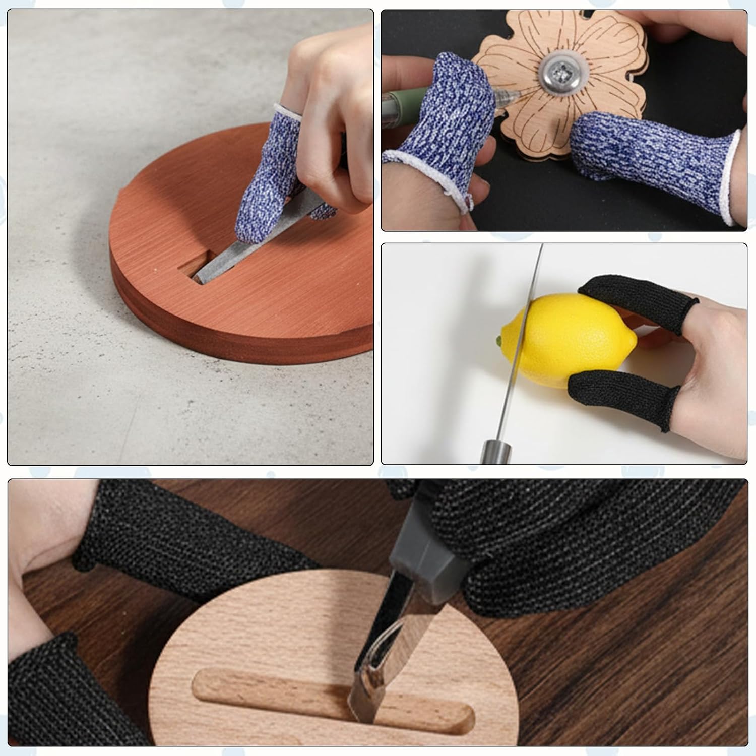 24 PCS Cut Resistant Finger CotsReusable Finger Gloves Non Slip Large Thumb Protector Sleeve Breathable Fingertip Covers for Kitchen Garden Food Cutting Sculpture Work Supplies
