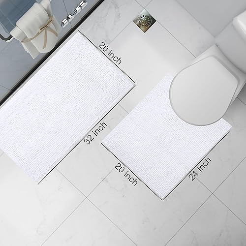 Miniatura 9 de Smiry Juego de tapetes de baño y alfombra de inodoro en forma de U, lavable a máquina, antideslizante, absorbente, alfombra de baño lanuda para