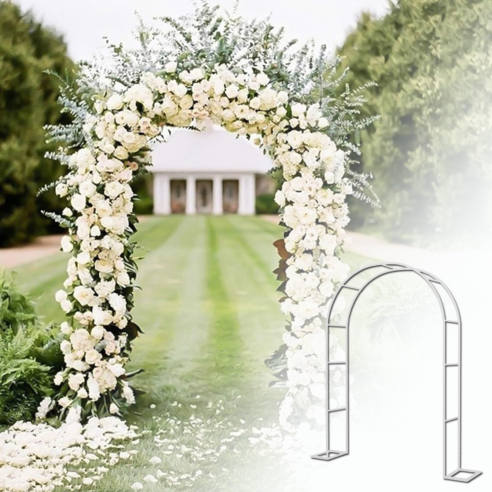 Metall Garten Rankgitter 200/220/230cm Groß Birnenform Rose Unterstützung Hochzeit Party Brautkleidung Abschlussball Garten Blume Rankgitter - Weiß Größe:B 2,0m x H 2,0m x T 0,4m