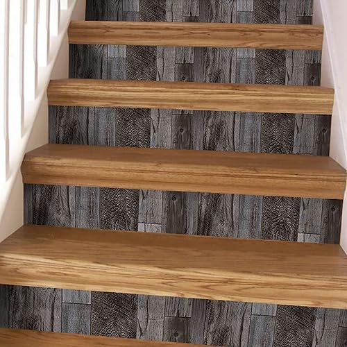 Miniatura 145 de Yun-aeon Natural Wood-Dark Grey Wood Contact Paper Peel and Stick Wallpaper 17.3"x 80"Self Adhesive Removable Vintage Faux Wood Wall Paper Plank
