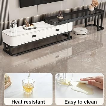 Luxury Minimalism Extendable TV Stand with Open Storage Shelf and Drawers,Entertainment Center with Storage for Living Room,Stackable Media Console(02)