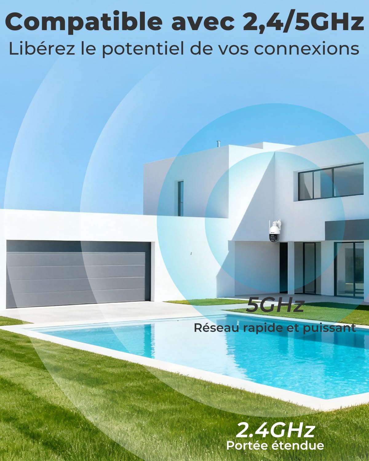 GENBOLT 4K WiFi Caméra Surveillance Extérieur,8MP Dual Lens Camera CCTV IP