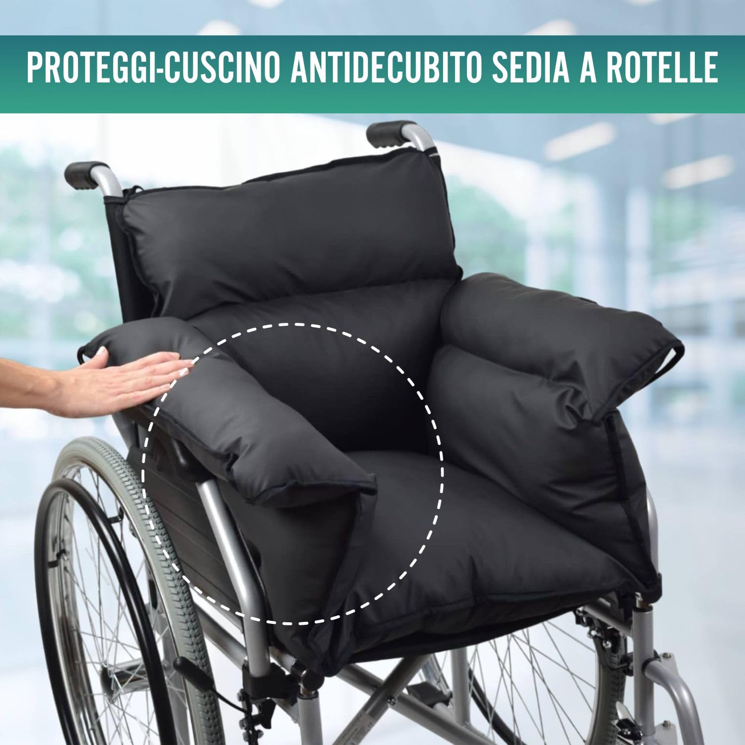 OrtoPrime Cuscino Antidecubito per Sedia a Rotelle - Cuscino per Seduta Antidecubito - Cuscino Ortopedico - Cuscino Antidecubito per Poltrona - Previene le Ulcere da Pressione e Aumenta il Relax