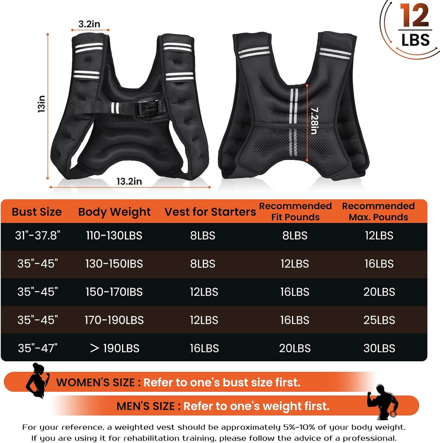 KTINNEAD Weighted Vest for Women Men, 8lb/12lb/16lb/20lb Weighted Running Vest with Reflective Stripe, Detachable Phone Pouch for Workout, Walking, Strength Training, Weight Loss, Fitness, Jogging