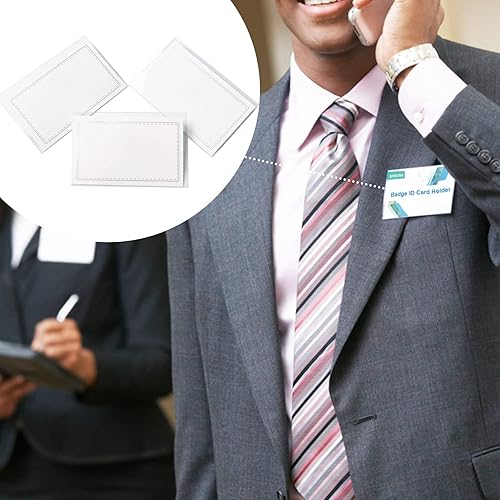 Miniatura 4 de Anjmd 60 Pcs Pin Style Combi Clip Horizontal Name Badge Holders ID Card Holders with Inserts Fit Card (3.38×2 inch)
