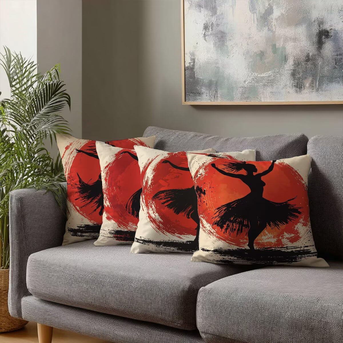 Federe Cuscini Divano 55x55 cm, Crema Cuscini per Divano, Velluto Federe Cuscino Letto Impermeabili Set da 4, Copricuscini Animato Motivo con Cerniera Invisibile Design per Sofá, Regalo Donna S-85