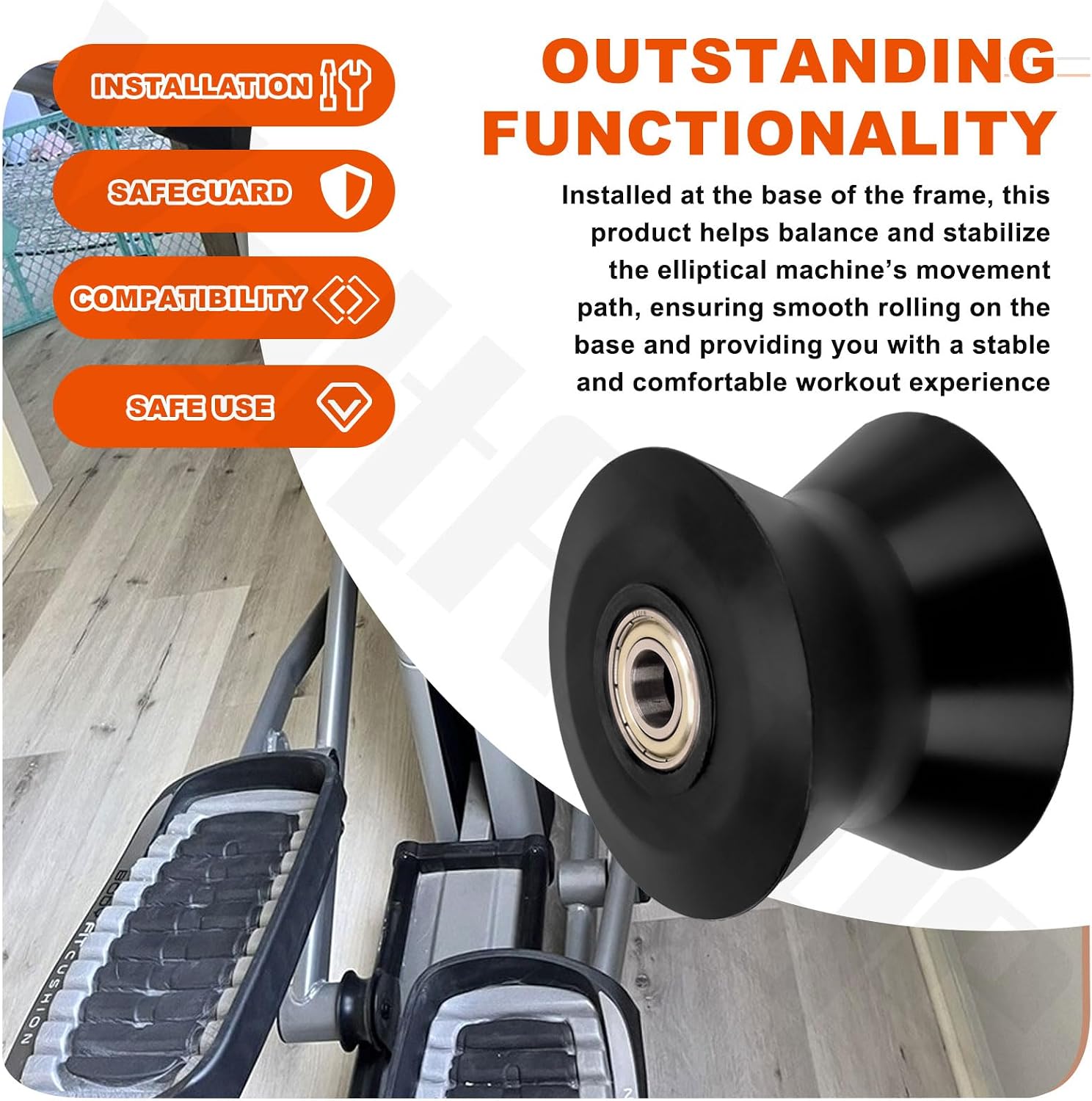 238880 Elliptical Leg Roller for Nordic-Track Pro-Form Ree-bok(Icon) Free-Spirit Elliptical Machines Models, Reduce Pedal Friction Resistance