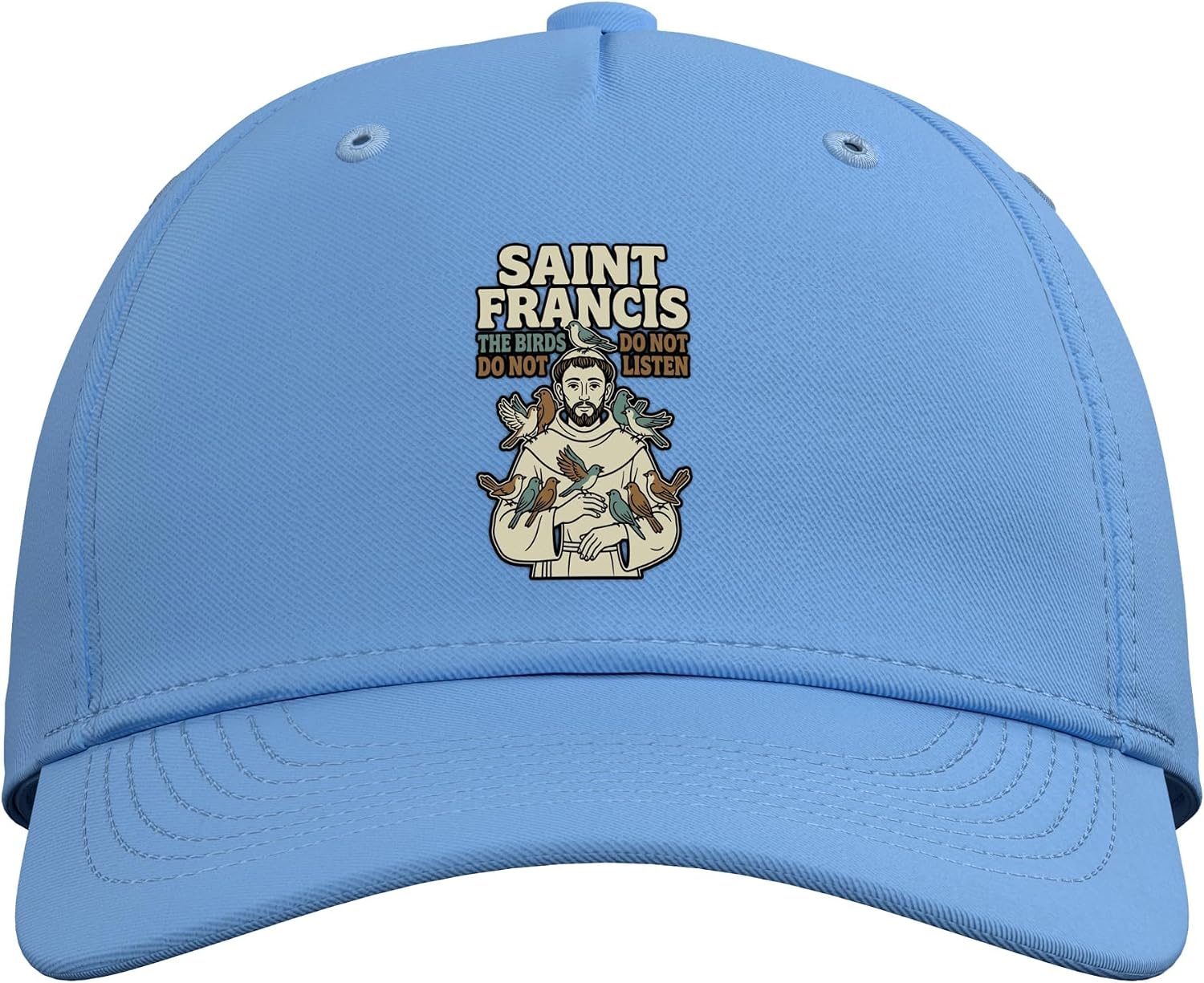 Saint Francis Birds Sitting All Over Him Catholic Adjustable Baseball Hat image 2