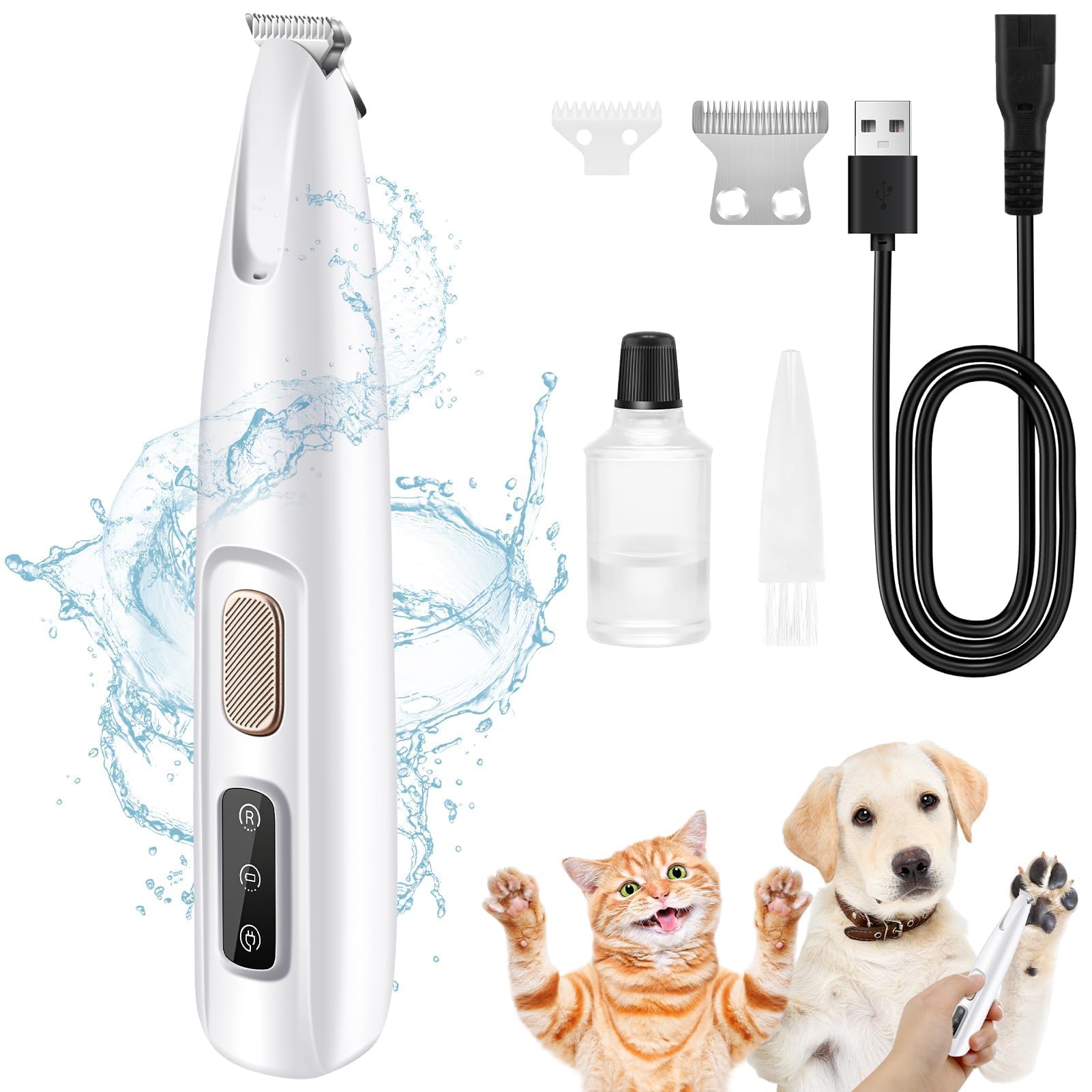 NEUTYPECHIC 4 En 1 Tosatrice Per Cani Gatti, Tagliacapelli Per Animali Domestici Con Luce LED, Trimmer Elettrico Senza Fili Basso Rumore Impermeabile, Per Zampe, Occhi, Orecchie, Viso, Corpo