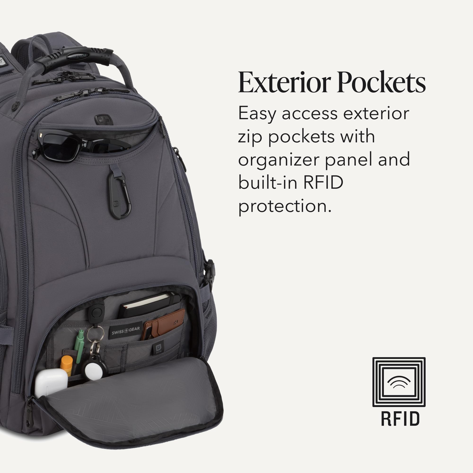 SWISSGEAR 1900 ScanSmart Laptop Backpack, Fits Most 17-Inch Laptops, TSA-Friendly Lay-Flat Design, RFID Protection, and Tablet Pocket, Black, 31L, 18.5-Inch view 4