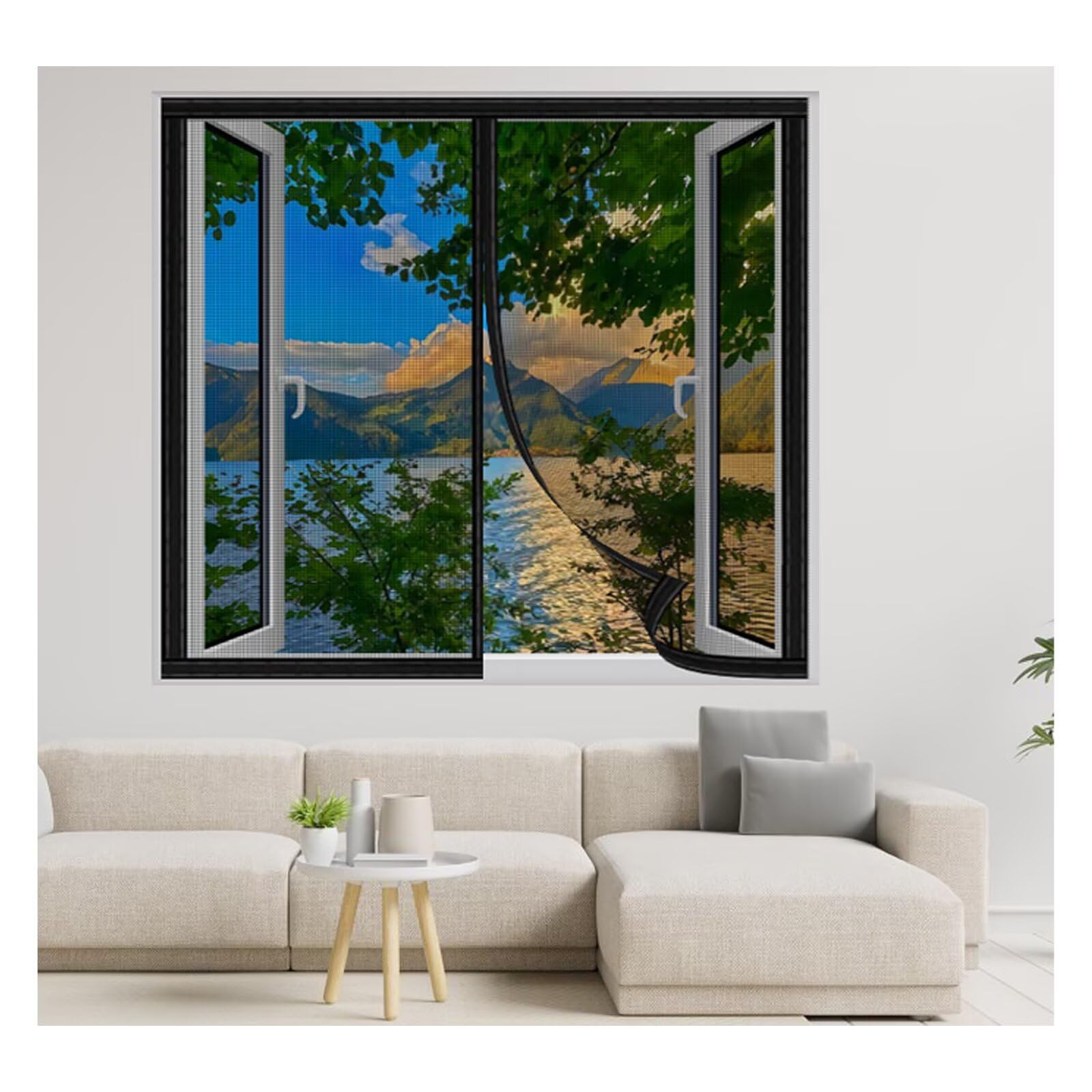 Moustiquaire fenetre magnétique fermeture automatique rideau anti-moustique 180x220
