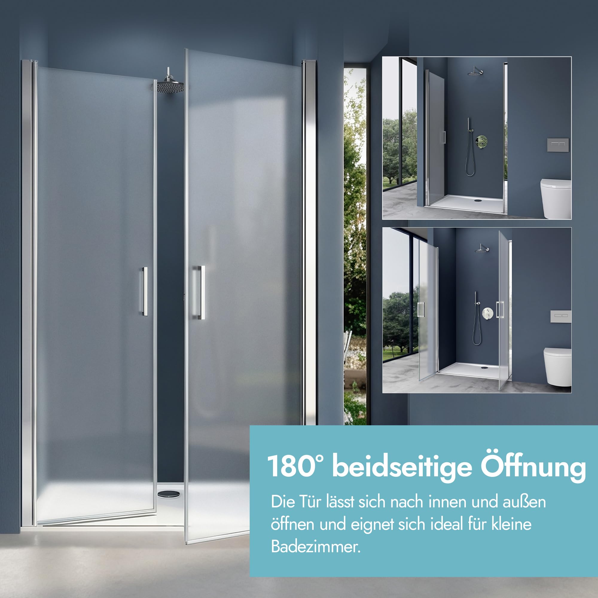 doporro Nischentür Duschtür 90x195cm Duschkabine 6mm ESG-Sicherheitsglas