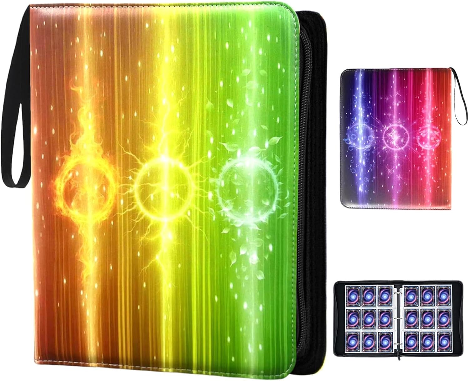 Premium Card Binder 9 Pocket,900 Pockets Trading Card Binders Collector Album with Zipper and 50 Removable Sleeves,Compatible with Game Sports Cards