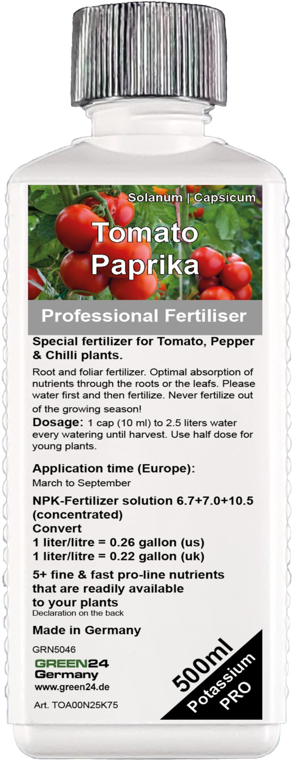 GREEN24 Engrais tomates, poivrons, piments, fertilisant liquide premium gamme professionnelle 500ml