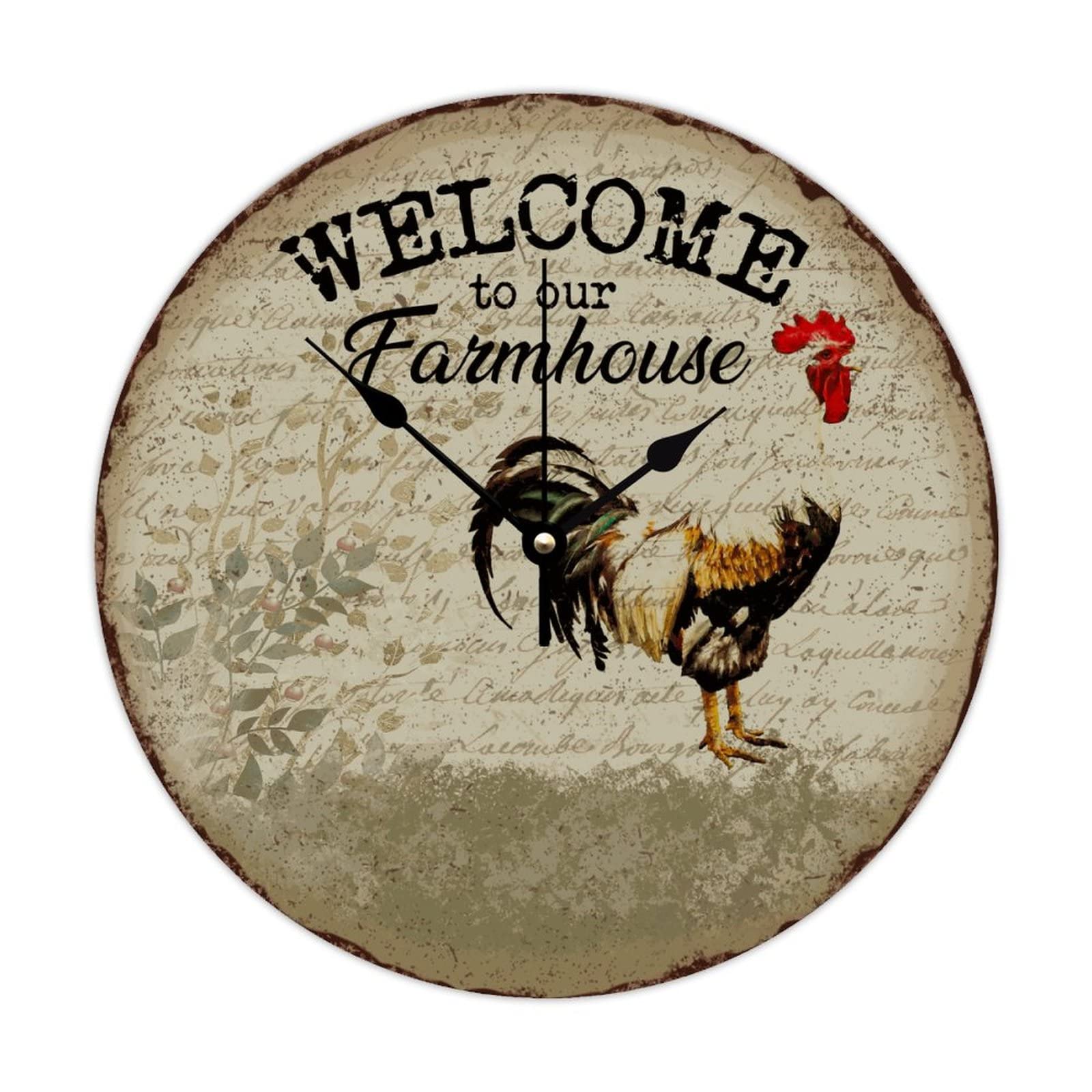 Horloge ronde en bois Welcome à offrir pour une crémaillère ou une fête