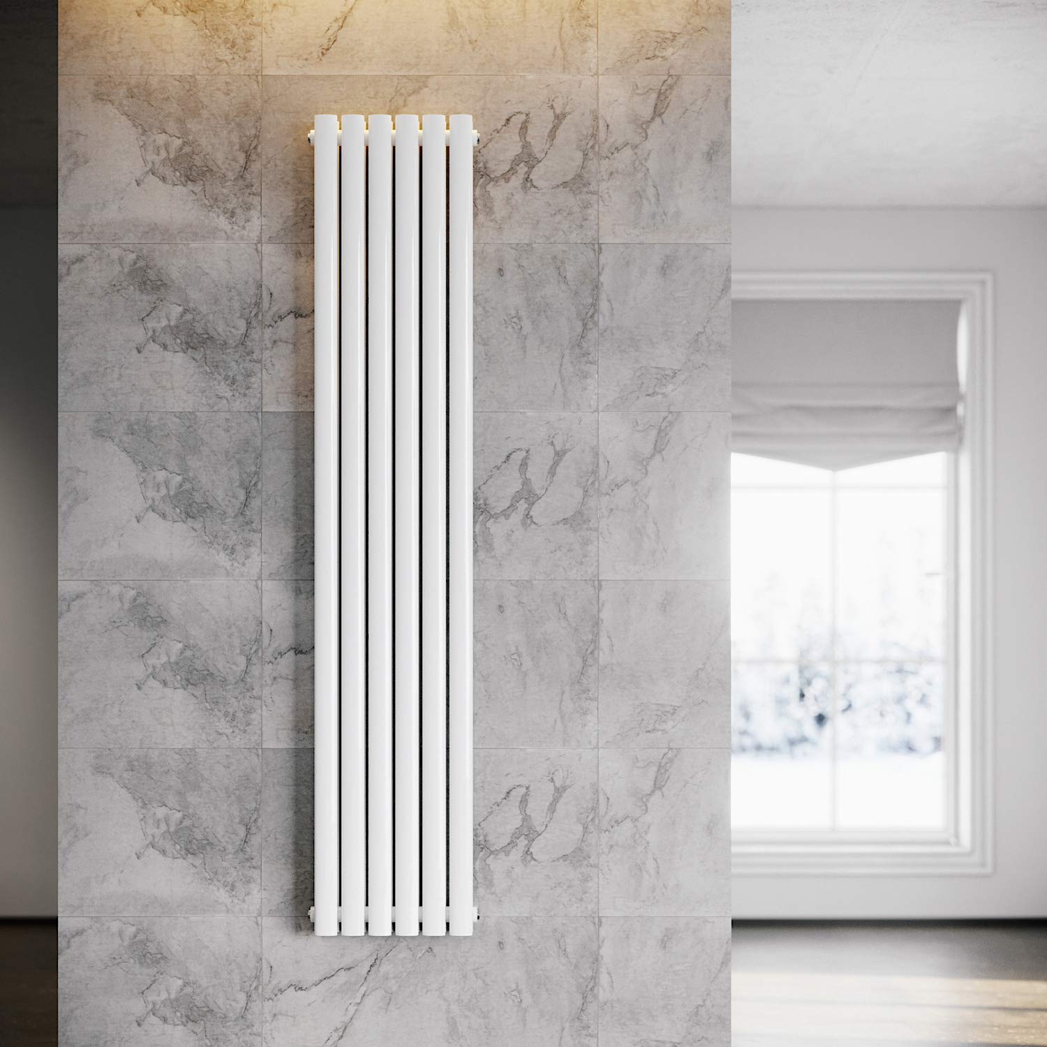 ELEGANT Grzejnik nowoczesny pionowy biały 1800 x 354 mm Design grzejnik panelowy rury dwuwarstwowy grzejnik płaski przyłącze środkowe ogrzewanie