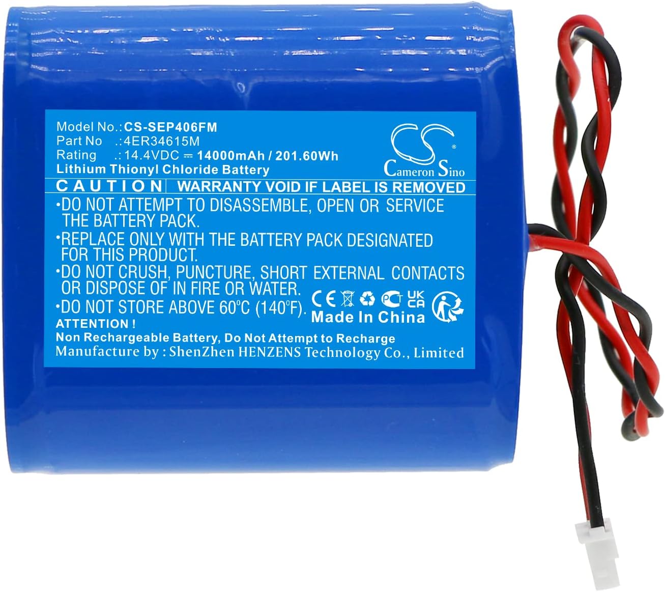 Cameron Sino Battery for Saracom EB-10, SEP-406 PN:Saracom 4ER34615M 14000mAh / 201.60Wh