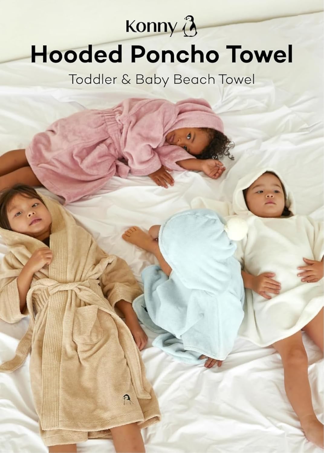 Konny Baby Hooded Towel Rayon from Bamboo Cotton Baby Bath Beach Towel Hooded Poncho, Oeko-TEX, Ultra Soft & Quick-Dry, Newborn Boys Girls Toddler (Beige, Small) - Image 6
