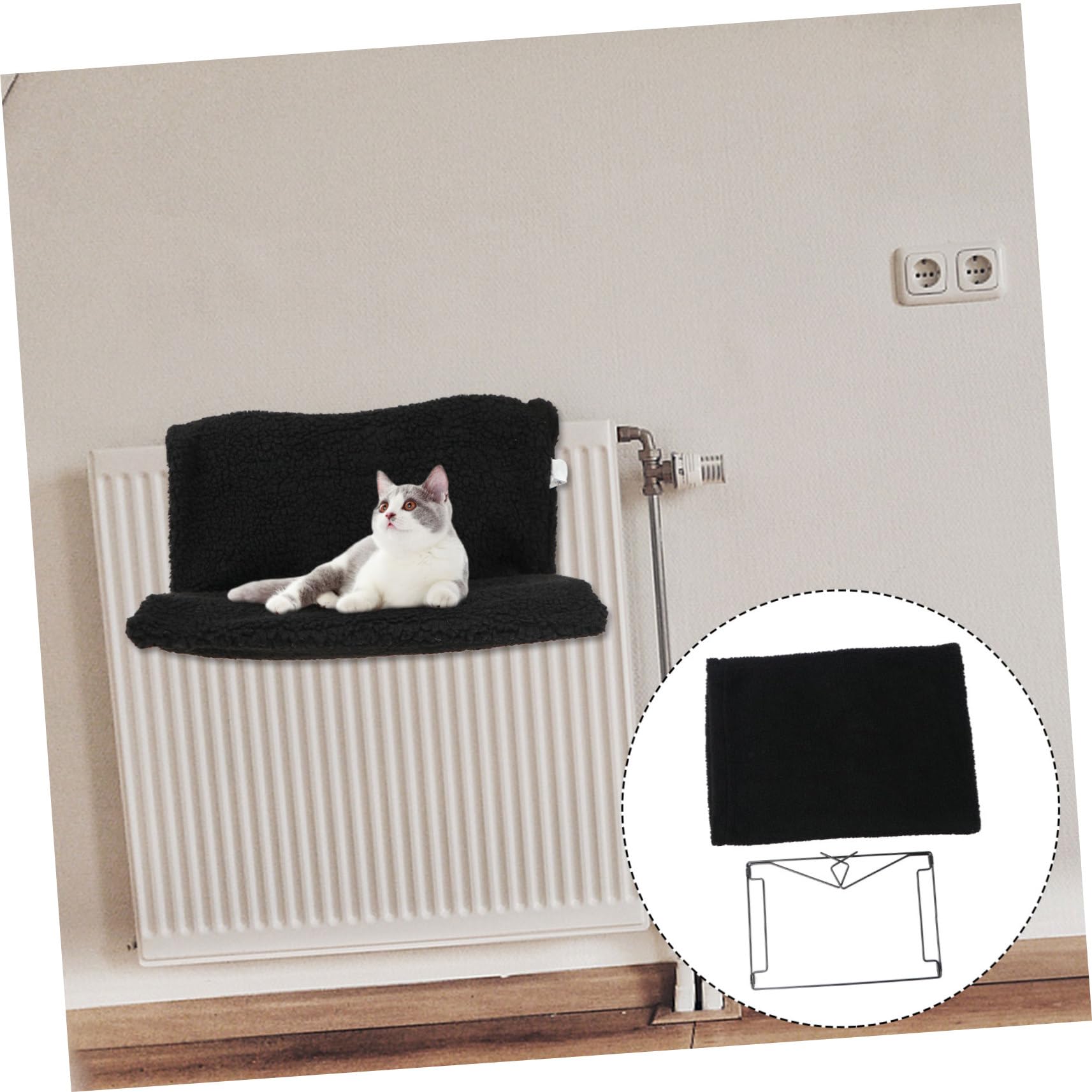 Hamac pour Chat de Radiateur à Cadre Métallique Noir