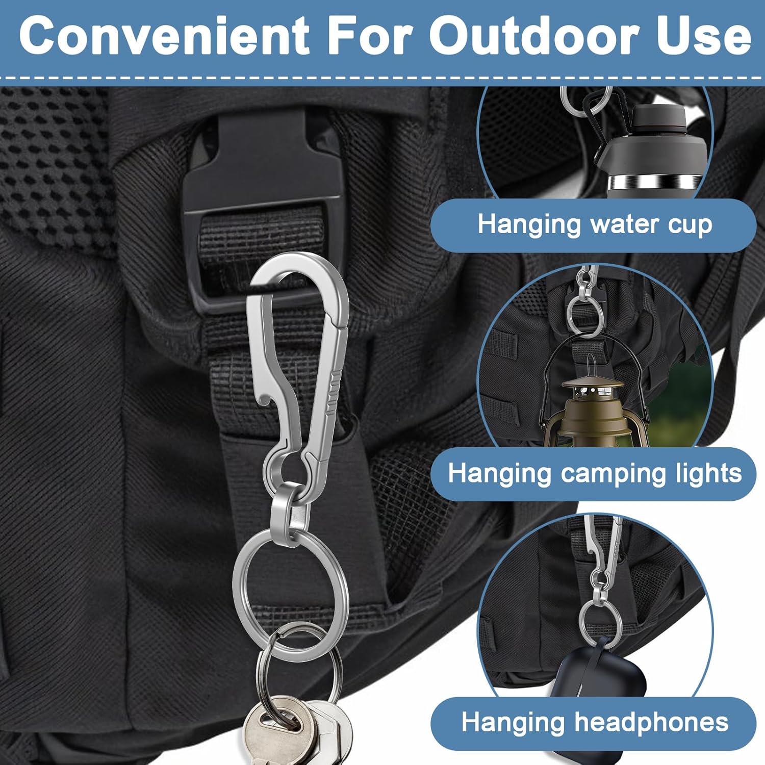 Key Chain Clip Titanium Carabiner Keychain,Quick Release Heavy Duty Anti-Lost Carabiner Key Ring Holder Multi Functional Lightweight Outdoor Minimalist Bottle Opener for Men - Image 3