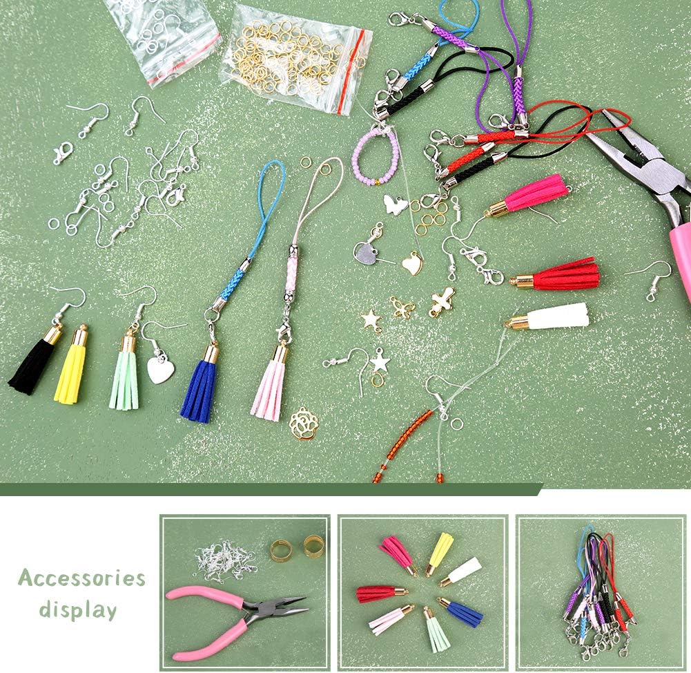 57600 Pieces Colorful Beads, 48 Multicolor Assortment with Separate Plastic Boxes, Including Open Jump Rings, Scissors, and Jewelry Pendant Basic Accessories for Jewelry Making, Beading, Crafting