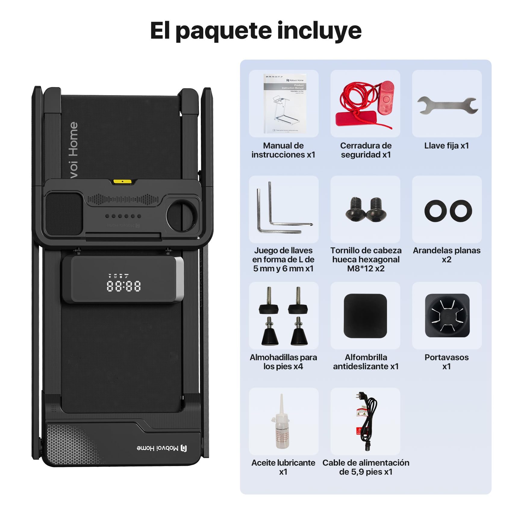 Mobvoi Cinta de Correr 3 en 1 Cinta de Correr Casera Plataforma para Caminar en Casa，Cintas de Correr eléctricas, Cintas de Correr para Oficina，12 km/h 120 kg