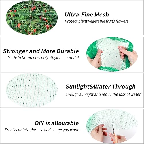 Miniatura 4 de Kikhope - Red para pájaros de 16 pies x 65 pies, red antipájaros para proteger verduras, frutas y plantas