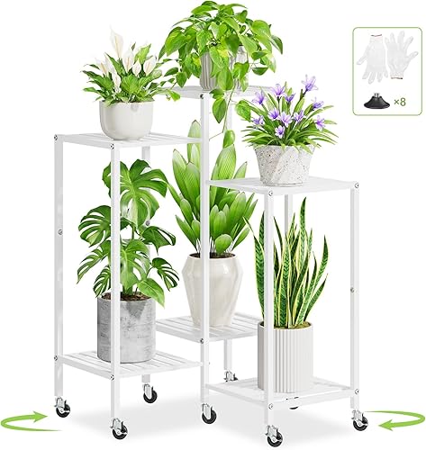 Miniatura 10 de iDavosic.ly Soporte para plantas de 4 niveles para interiores, estante de metal para macetas grandes, estante alto para patio, porche, jardín, Negro
