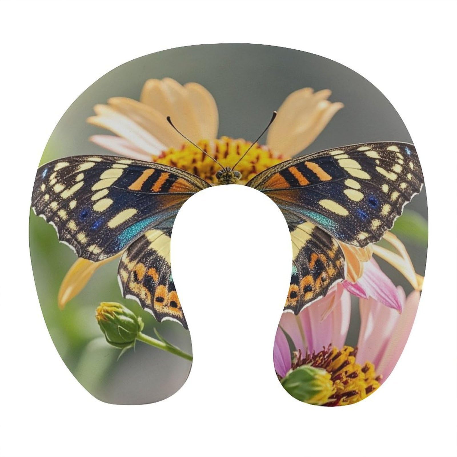 FekiLoot Butterfly Travel Pillow U Shaped Neck Pillow Comfortable Memory Foam Pillow Portable Soft Headrest Lightweight Neck and Head Support for Planes Trains Self-Driving Cars