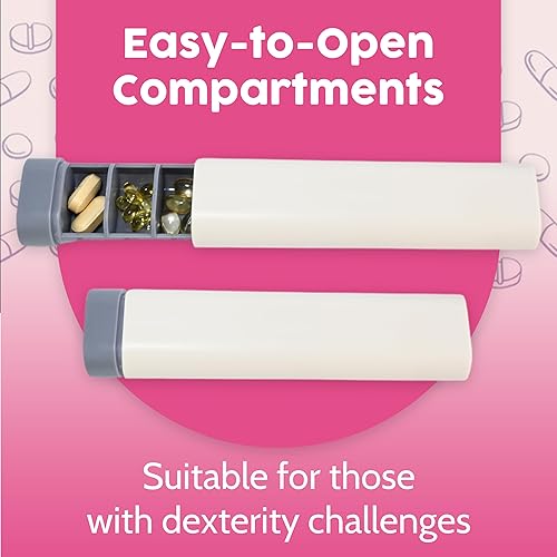 Miniatura 4 de Skywin Organizador de pastillas moderno, organizador de píldoras compacto semanal de 7 días, estuche de viaje pequeño para vitaminas y medicamentos