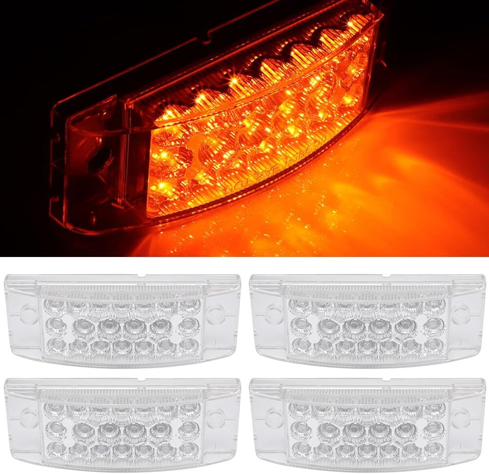 4x Clear 6" 21 LED Side Marker Clearance Light Rectangular Rectangle Clearance Light Side Marker Lamp 6 inch Red LED Tail Rear Lights for Cart Trailer Box Truck Exterior