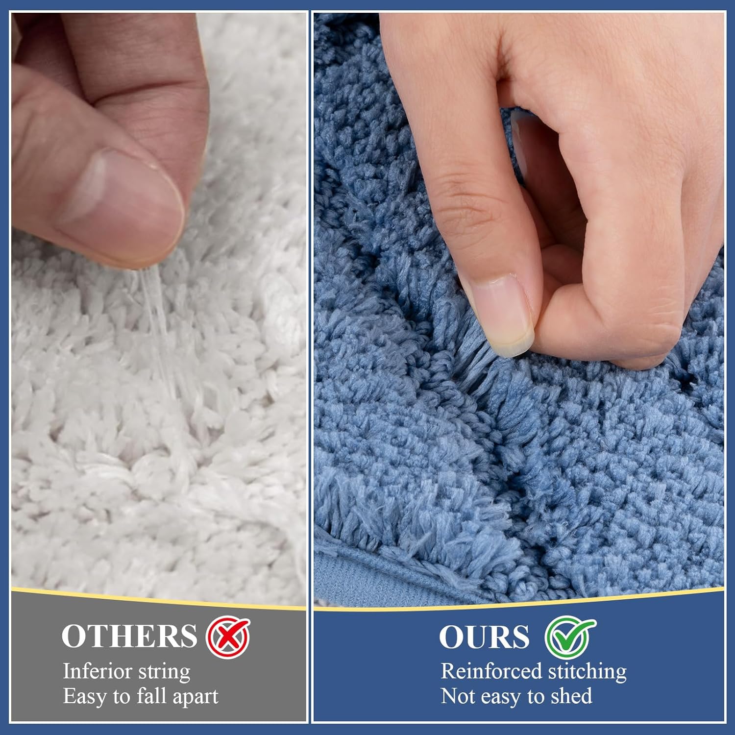 Vaukki Bathroom Rug Set 2 Pieces, Non Slip Bath Mat for Floor, Soft Machine Washable Absorbent Bathroom Carpet, Plush Microfiber Bath Mats Set for Shower, Sink and Tub (Blue, 20''x32''+20''x32'')