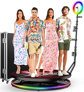 360 Photo Booth Machine for Parties Free Custom Logo with Ring Light Stand on Remote Control Automatic Slow Motion 360 Spin Photo Camera Booth