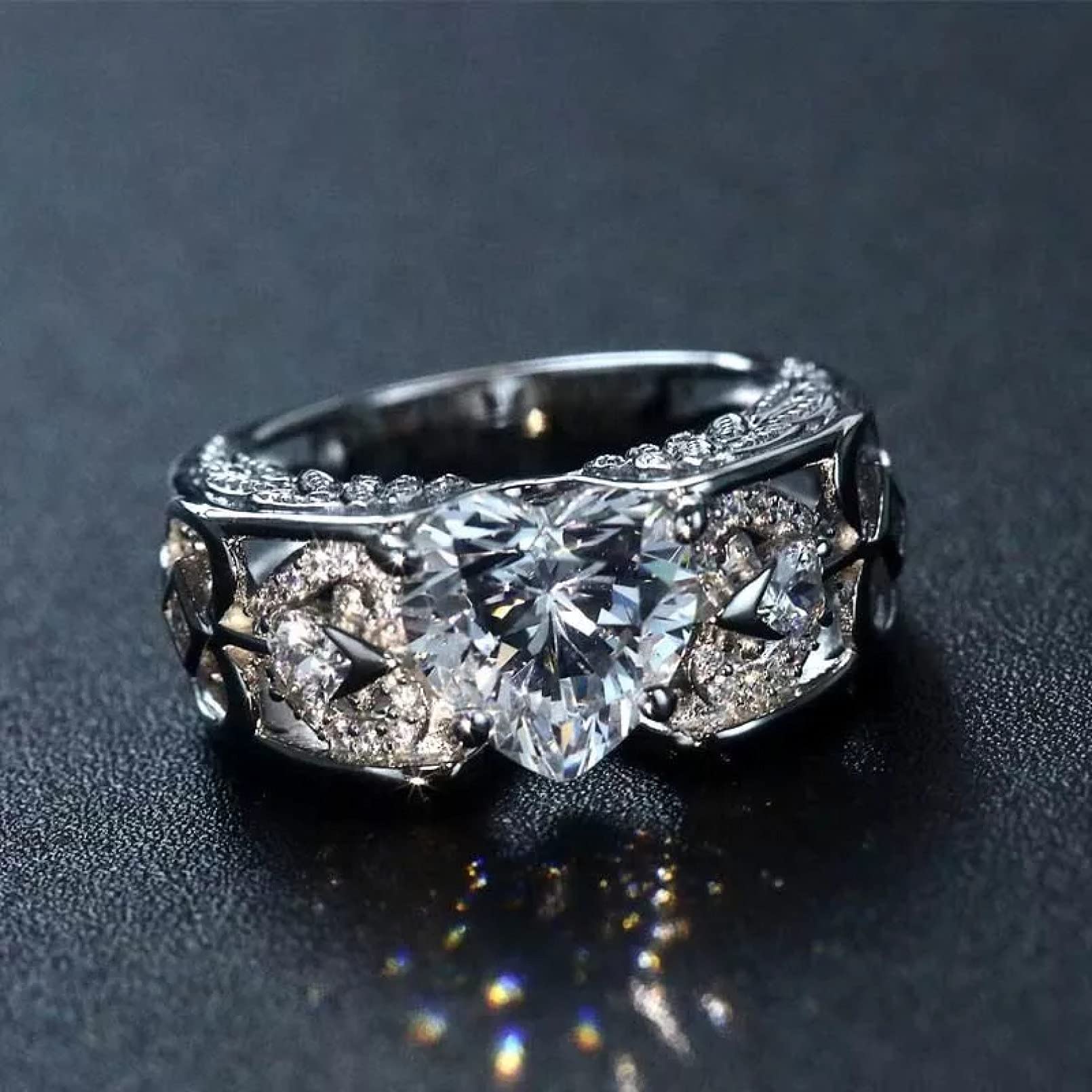 BAJIE Ehering 925 Sterling Silber Farbiger Diamant Damen Schmuck Ring Edelstein Silber Schmuck Ehering