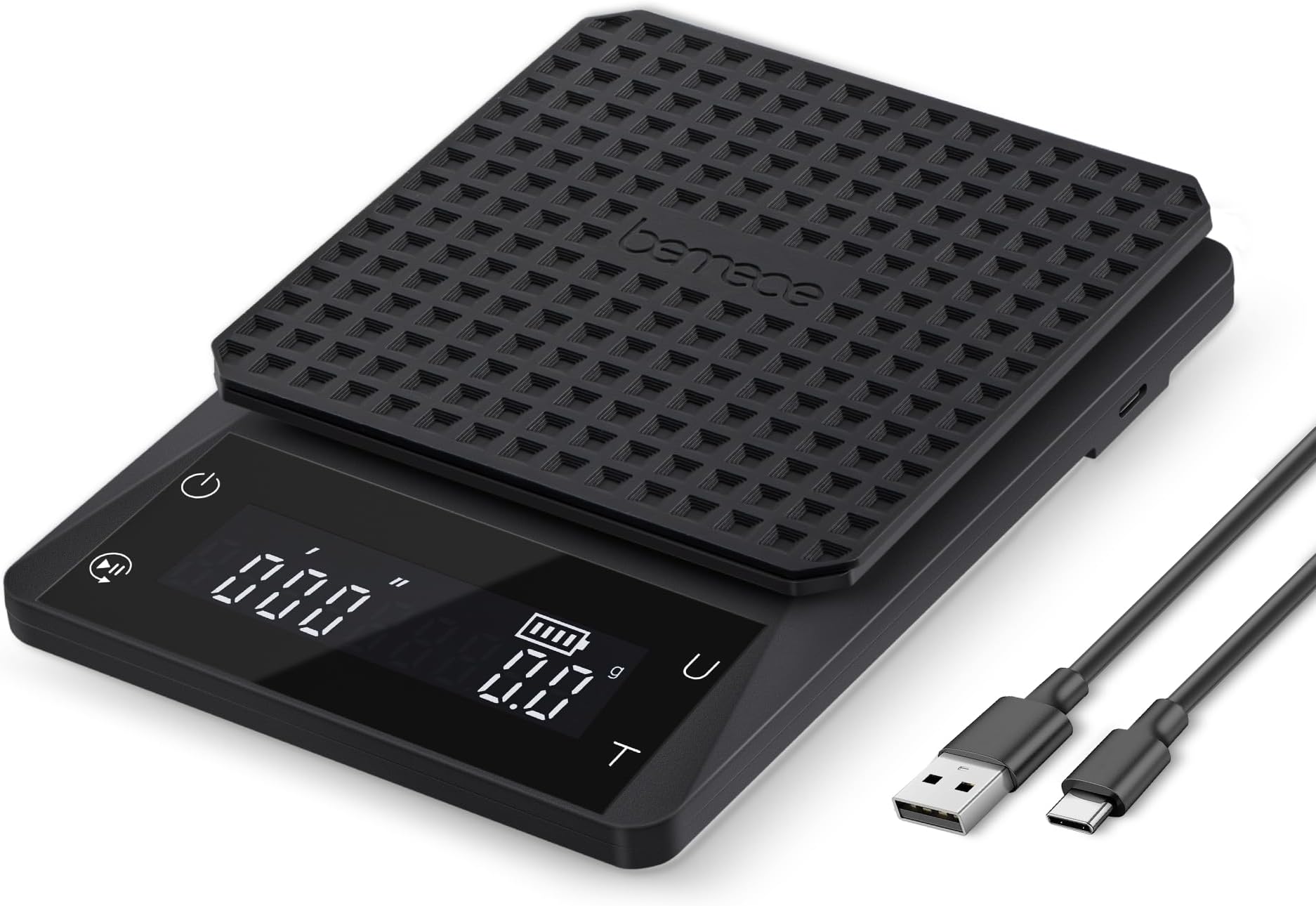 Bemece Digital Coffee Scale with Timer,0.1g/3KG High Precision Kitchen Scale with Large LED Display, Electronic Espresso coffee Weighing Scales(Regular)