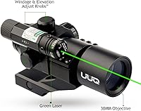 Vista 2 de UUQ 1X30 4 MOA Green Red Dot Sight con láser verde, montaje en voladizo Picatinny PEPR