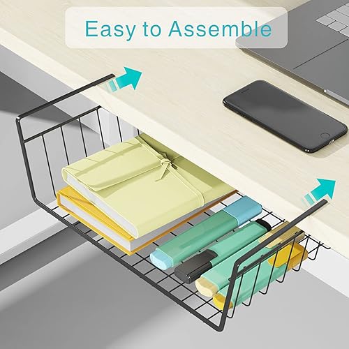 Miniatura 5 de Veckle Estantes de despensa, paquete de 4 cestas de metal para debajo del estante, organizador de almacenamiento debajo del gabinete con