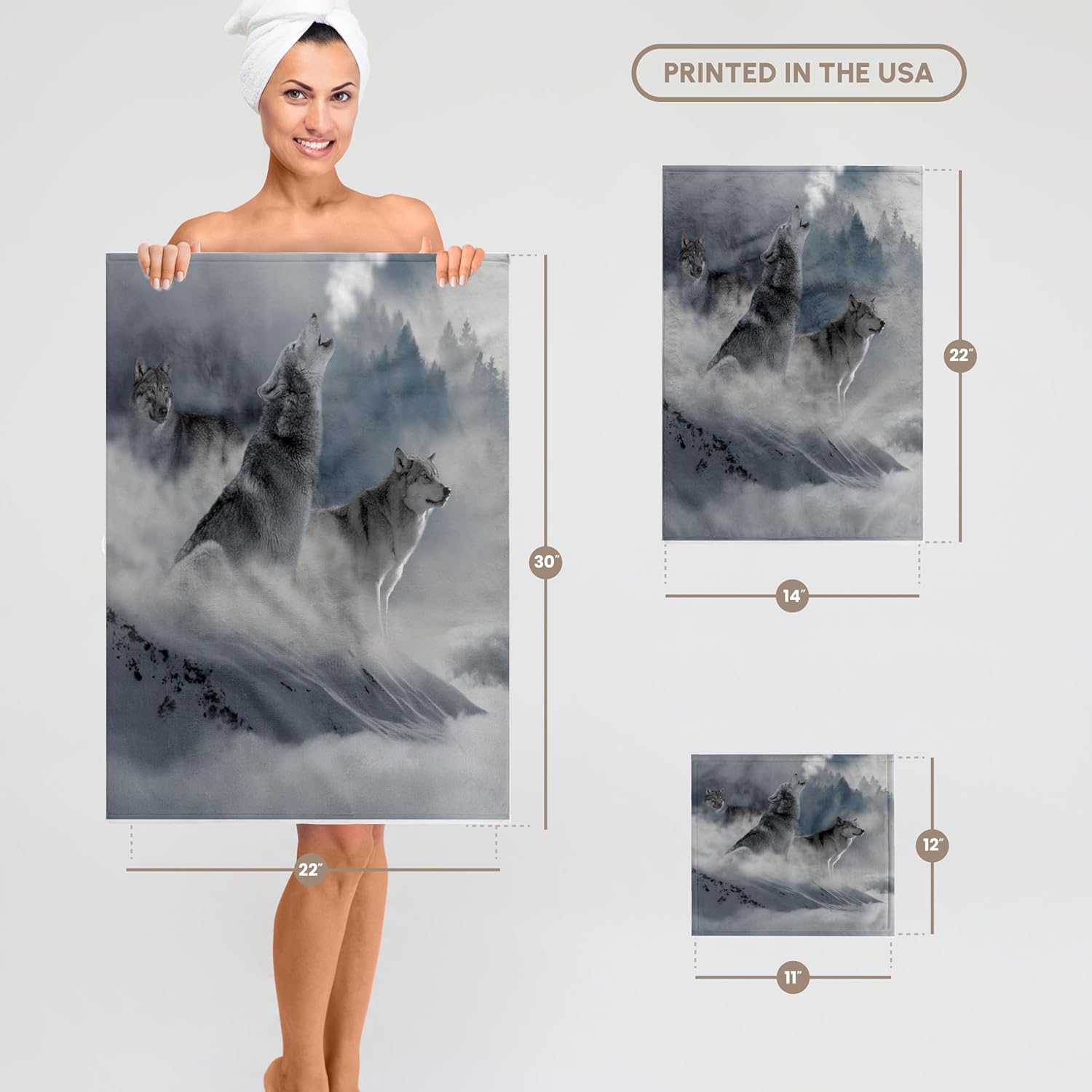 3dRose Fantasy Wolf Wolves Animal with Clouds 22x30 Bath Hand Pool Towel