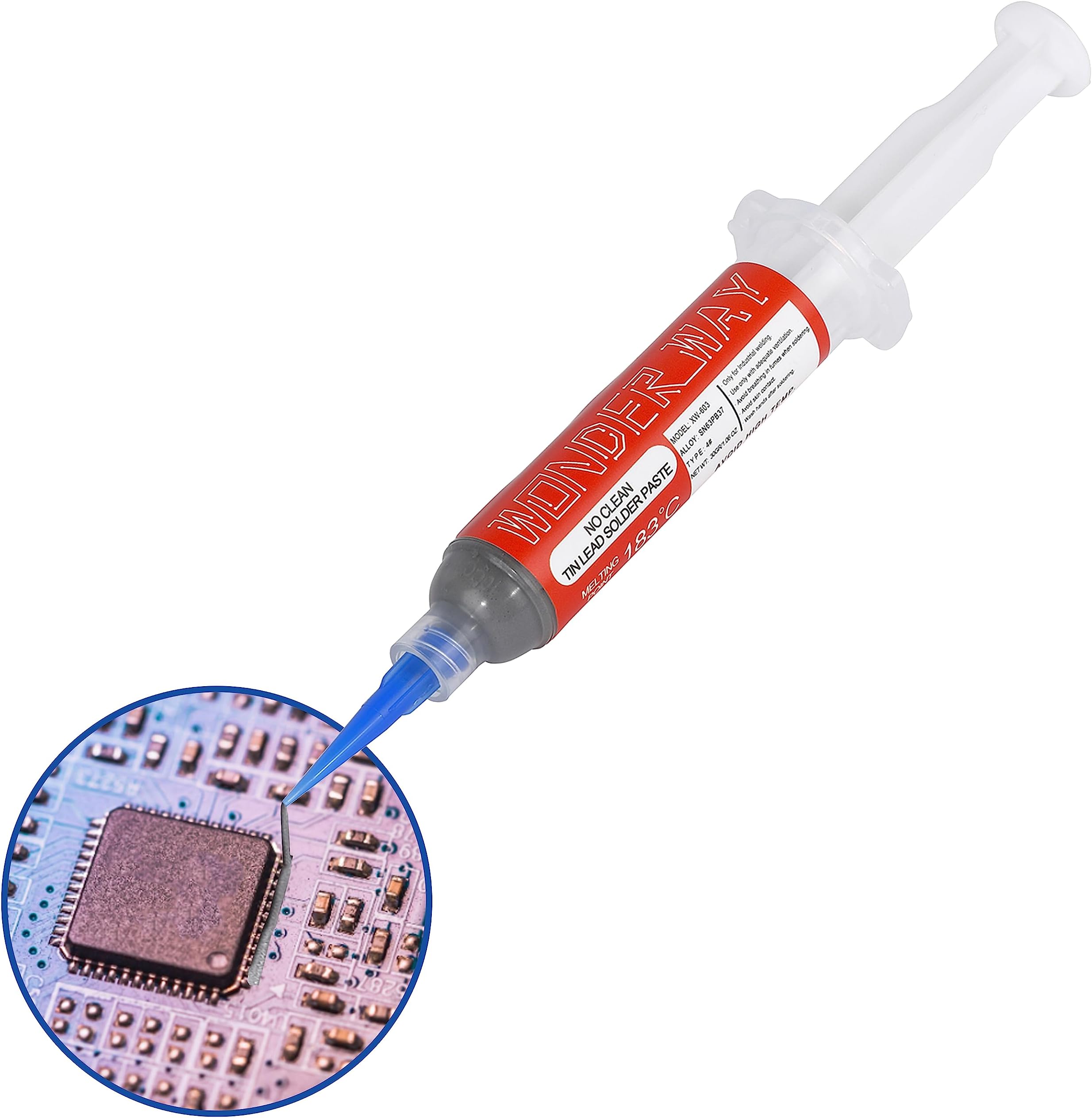 Wonderway Sn63/Pb37 T4 Tin Lead Solder Paste No Clean, 183℃ Melting Point (30g)