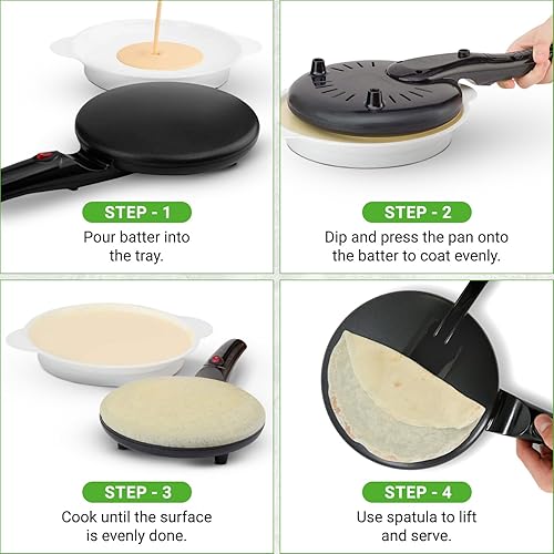 Vista 9 de Nutrichef Máquina eléctrica de crepé Placa de cocina antiadherente de 8 pulgadas con interruptor de encendido/apagado Cocina Roti, tortillas