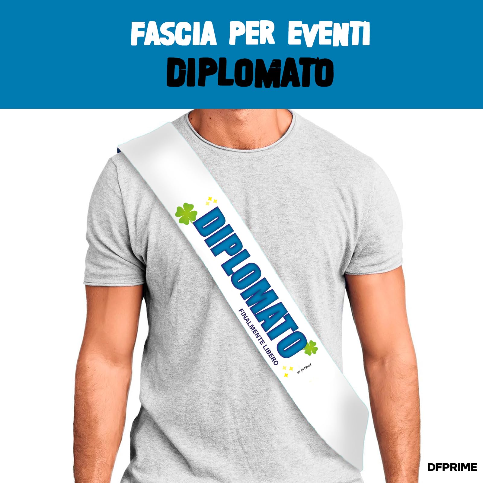 FASCIA DIPLOMATO – Finalmente Libero – Fascia Divertente per Festa di Diploma – Gadget Ironico per Diplomato – Regalo Originale Uomo