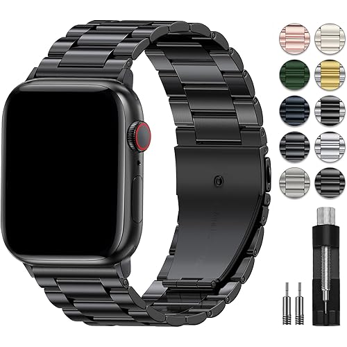 EPULY Metal Band Compatible with Apple Watch Band 49mm 46mm 45mm 44mm 42mm 41mm 40mm 38mm Men & Women, Business Stainless Steel Strap for iWatch Bands Ultra 2, SE, Ultra Series 9 8 7 6 5 4 3 2 1