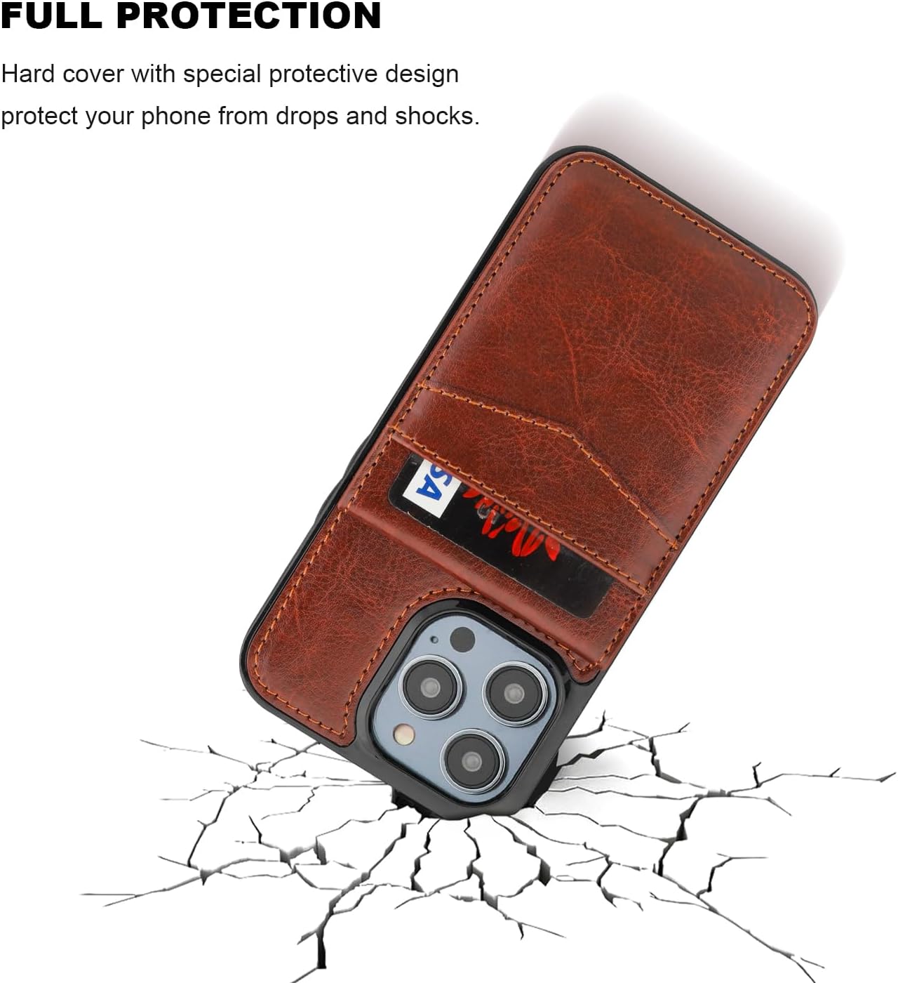 KIHUWEY for iPhone 13 Pro Max Case Wallet Compatible with MagSafe Wireless Charging, Credit Card Holder, RFID Flip Leather Magnetic Clasp Kickstand Heavy Duty Protective Cover 6.7 Inch (Brown)