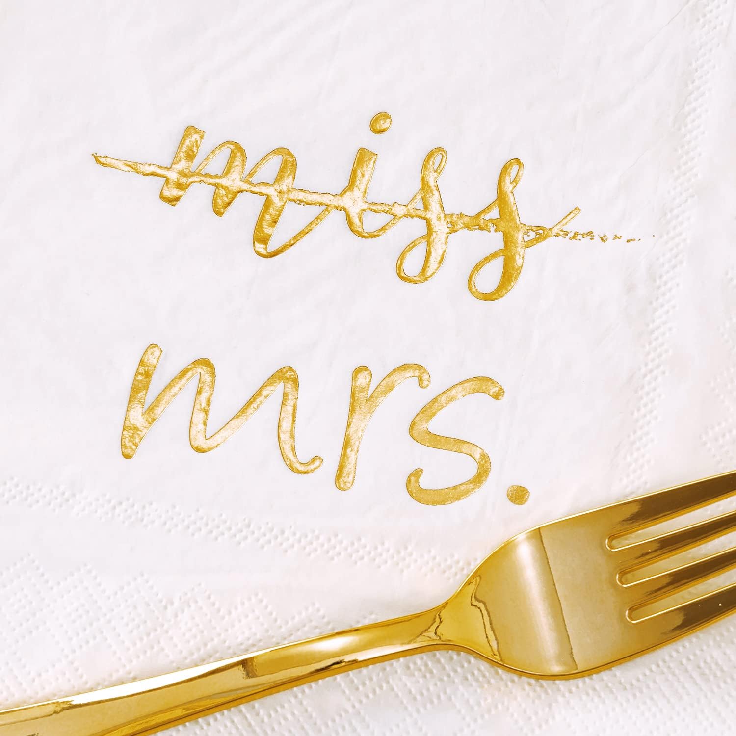 Crisky Gold Miss to Mrs Napkins Plates Cups Set for Bridal Shower Engagement Bachelorette Party Decorations Party Supplies, Disposable Tableware Set of 24 (9" & 7" Plates, Luncheon Napkin, 9oz Cups)