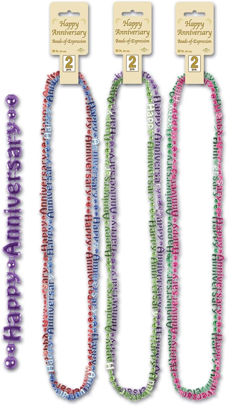 Beistle 24-Pack Happy Anniversary Beads-of-Expression, 36-Inch