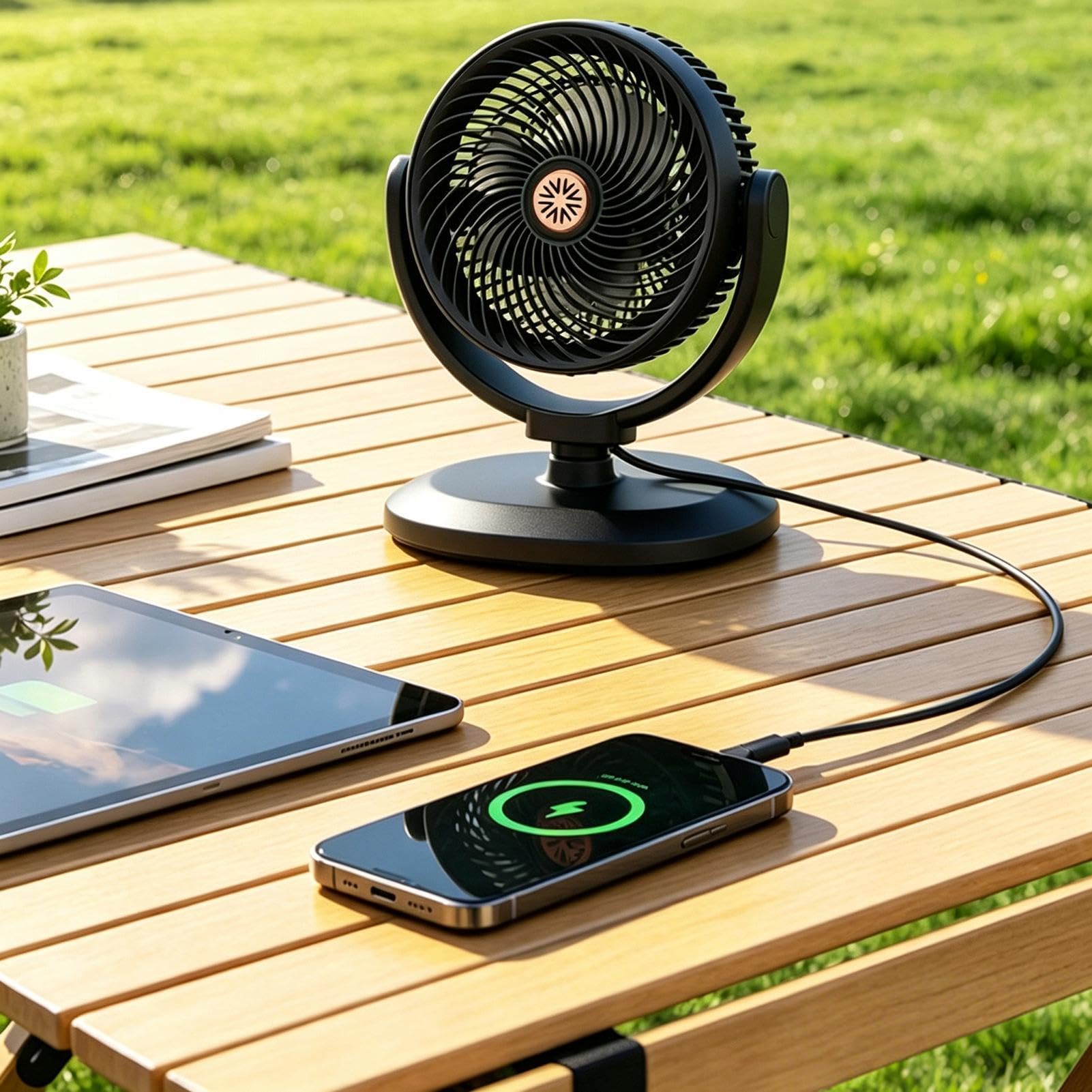 Ventilador de Pie con Energía Solar Ajustable Bajo Ruido Recargable por USB | Ventilador Solar De Suelo Vertical para usar en Patio, Dormitorio, Salón, Residencia, Oficina, Camping y