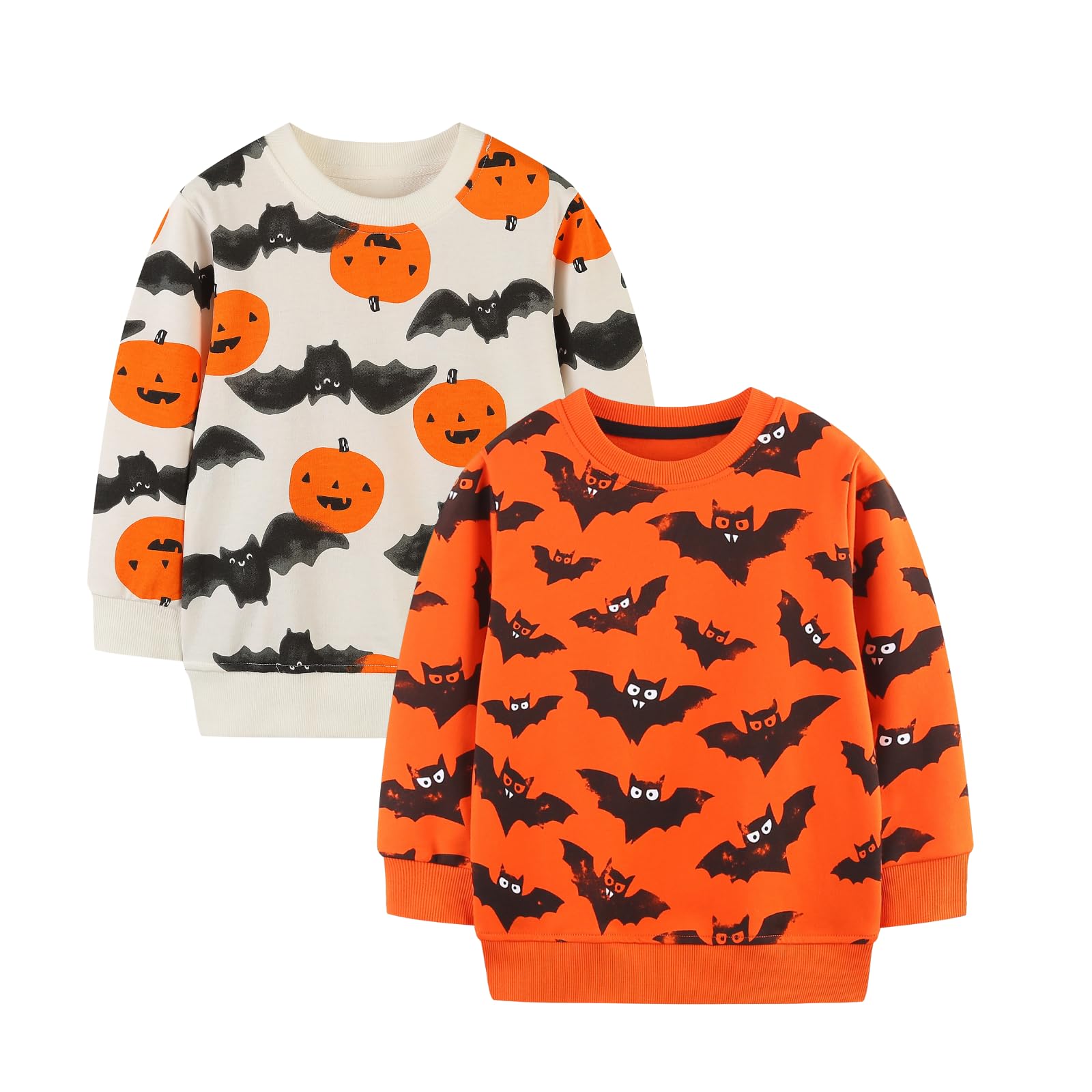 LMYOVE 2 Pack Toddler Boys Dinosaurs Sweatshirts Halloween Christmas Novelty Long Sleeve Pullover Crewneck Tops Shirts